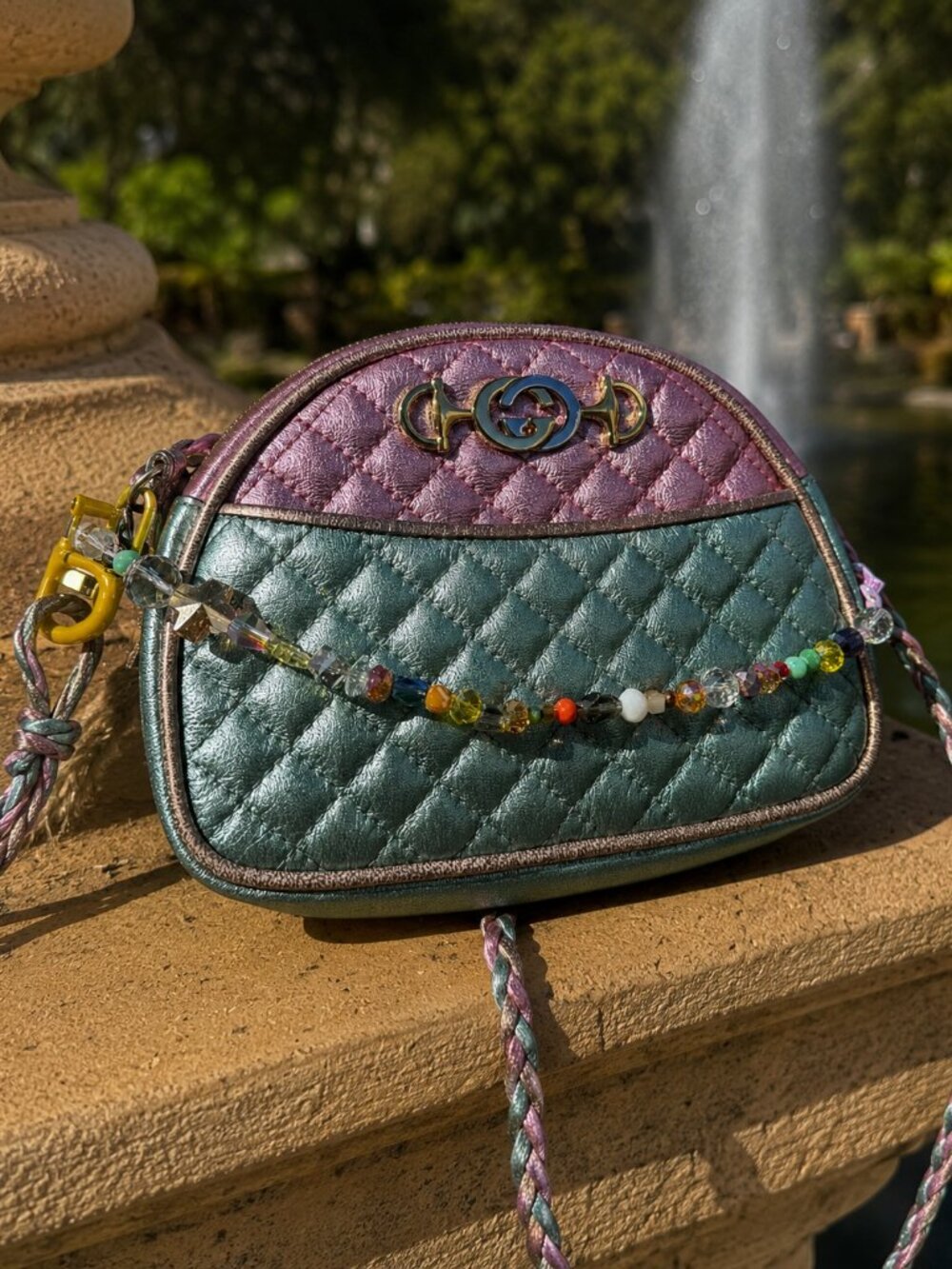 Handmade Crystal Beaded Bag Charm: Colorful Purse Accessory
